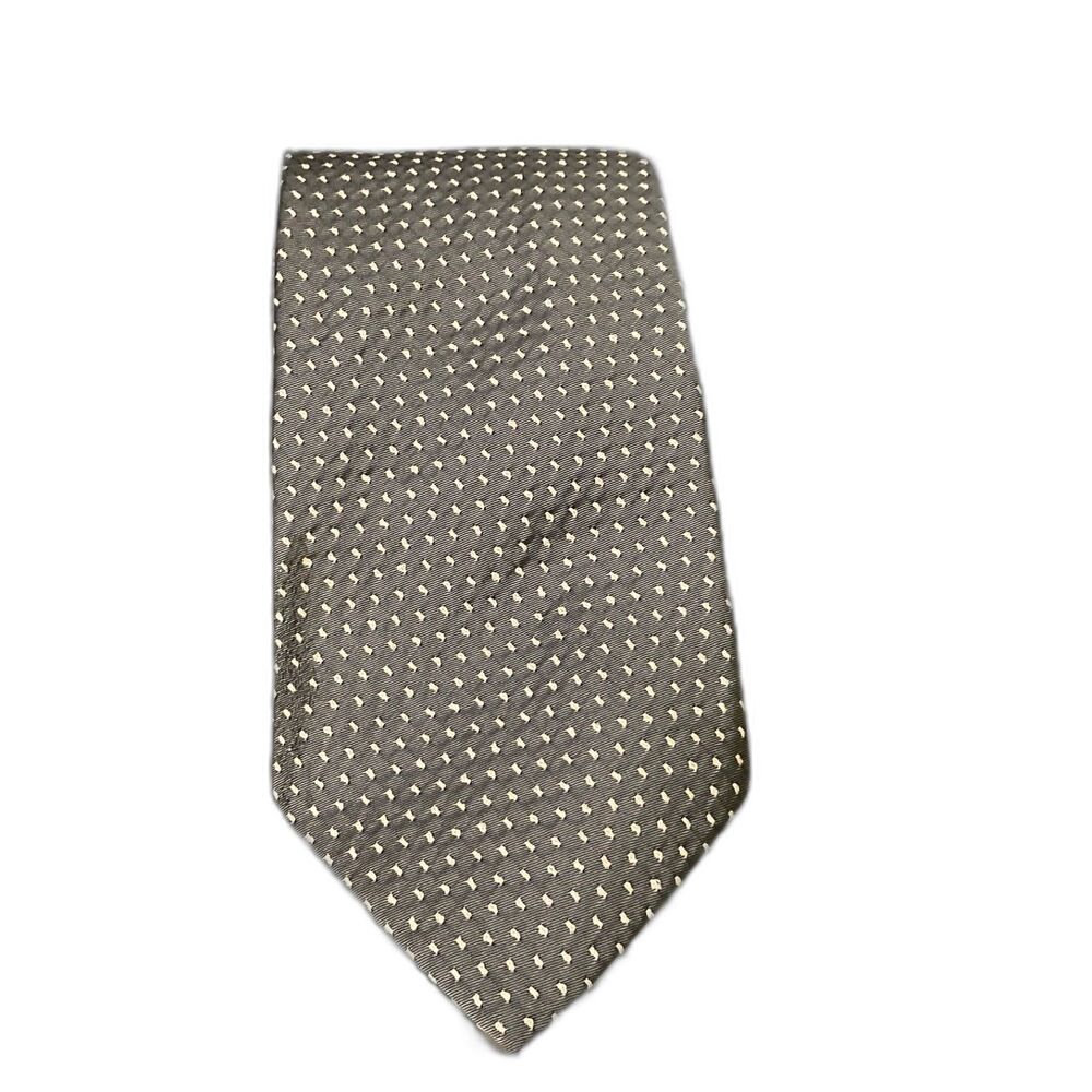 BROOKS BROTHERS Silk Tie Mens Taupe Geometric Dot Print USA Made 3.75x56.5